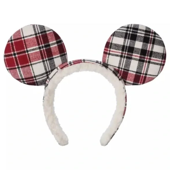 Mickey Mouse Plaid Christmas Ear Headband